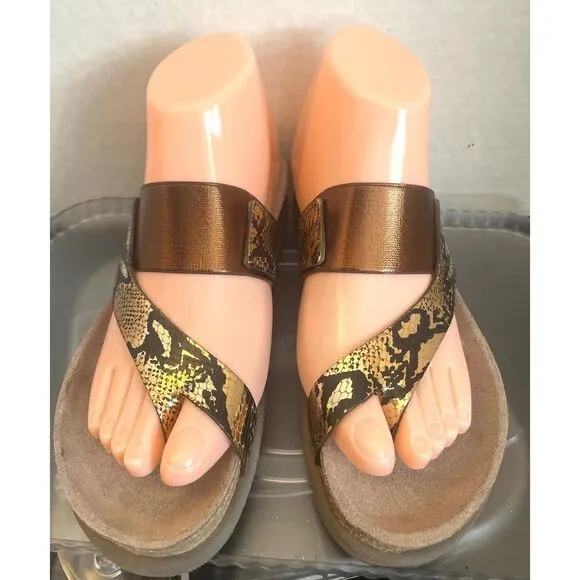 NEW Mephisto Women's Hubilia Sandal Apex Brown and Gold Sandals EU 36/US 6