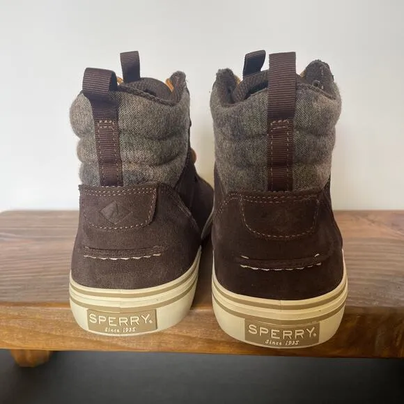 NIB SPERRY brown suede striper storm camo hiker shoes boots mens 8.5 womens 10