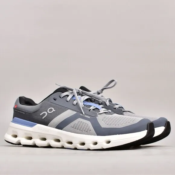 NICE! ON CLOUDRUNNER 2 MEN'S SIZE 13 ALLOY CHAMBRAY ATHLETIC SHOES GRAY WHITE