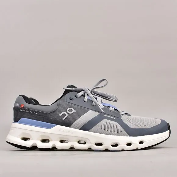 NICE! ON CLOUDRUNNER 2 MEN'S SIZE 13 ALLOY CHAMBRAY ATHLETIC SHOES GRAY WHITE