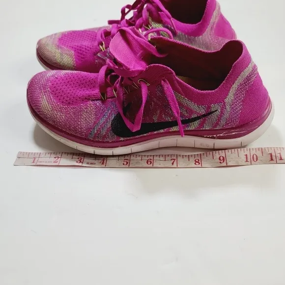 Nike 4.0 Flyknit Pink Fuschia Running Shoes Black Swoosh