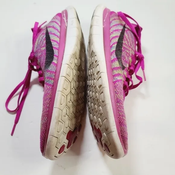 Nike 4.0 Flyknit Pink Fuschia Running Shoes Black Swoosh