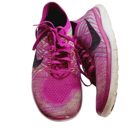 Nike 4.0 Flyknit Pink Fuschia Running Shoes Black Swoosh