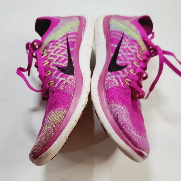 Nike 4.0 Flyknit Pink Fuschia Running Shoes Black Swoosh