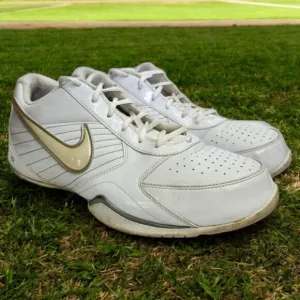 Nike Air Baseline Low Mens 12 Athletic Shoes White Metallic Sneakers 386240-111