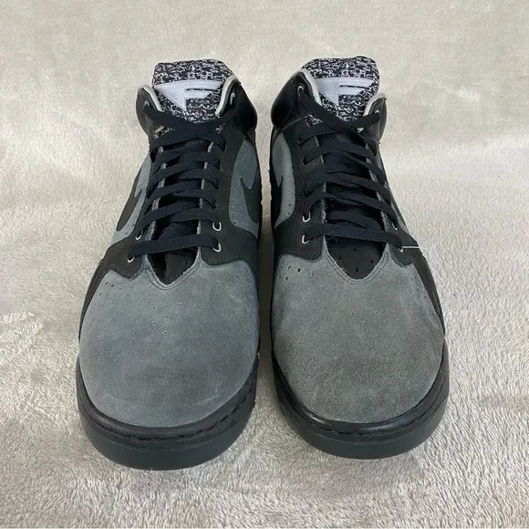 Nike Air Flight Lite Men's Mid Sneakers Shoes Size 13 Black Gray Suede