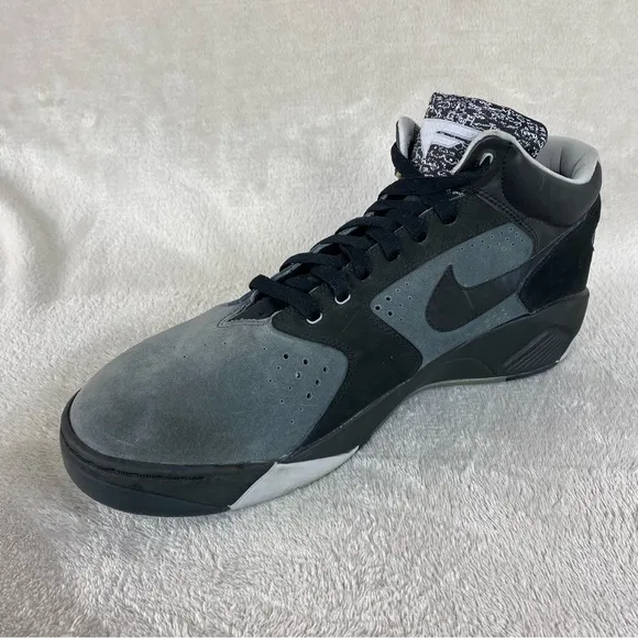 Nike Air Flight Lite Men's Mid Sneakers Shoes Size 13 Black Gray Suede