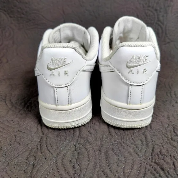 Nike Air Force 1 Low Triple White Leather Sneakers Youth Shoes Size 5