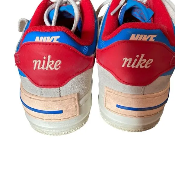 Nike Air Force 1 Sail Royal Red Blue Peach Sneakers size 9