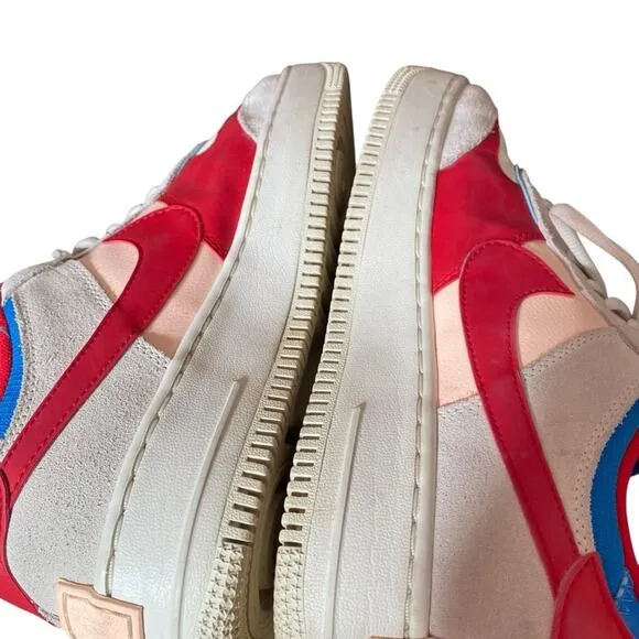 Nike Air Force 1 Sail Royal Red Blue Peach Sneakers size 9