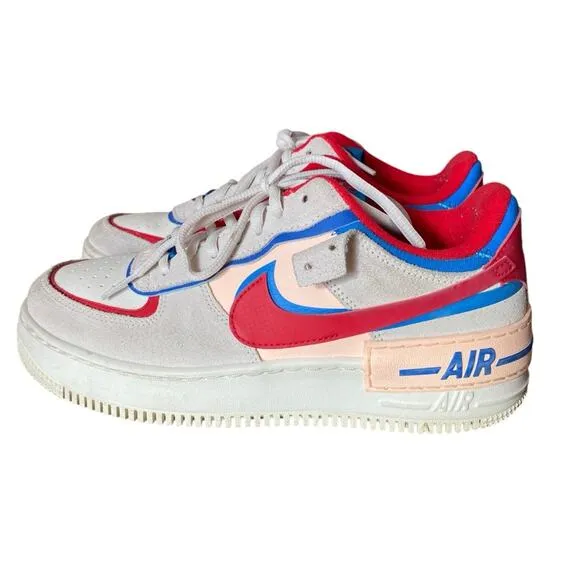 Nike Air Force 1 Sail Royal Red Blue Peach Sneakers size 9