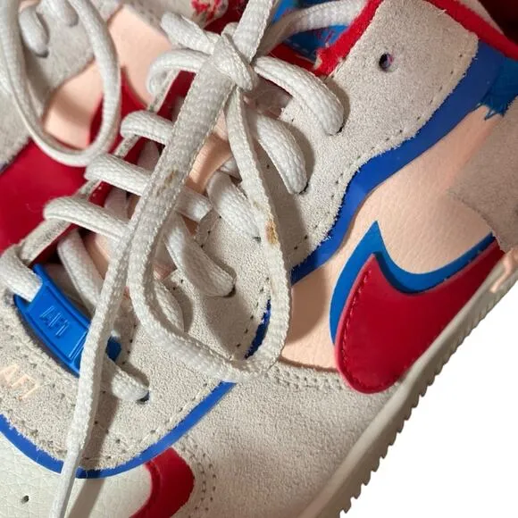 Nike Air Force 1 Sail Royal Red Blue Peach Sneakers size 9
