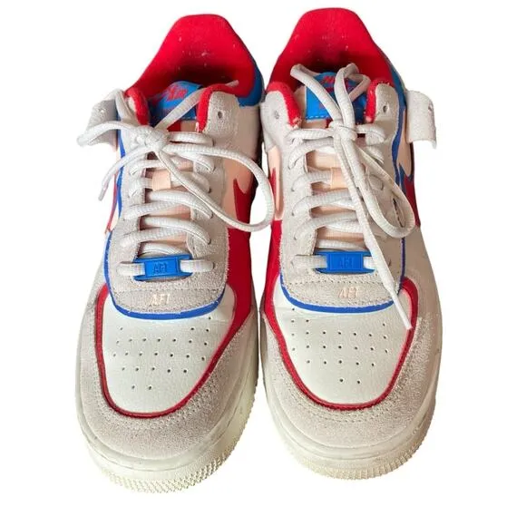 Nike Air Force 1 Sail Royal Red Blue Peach Sneakers size 9