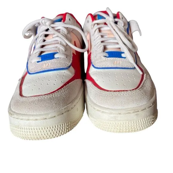 Nike Air Force 1 Sail Royal Red Blue Peach Sneakers size 9