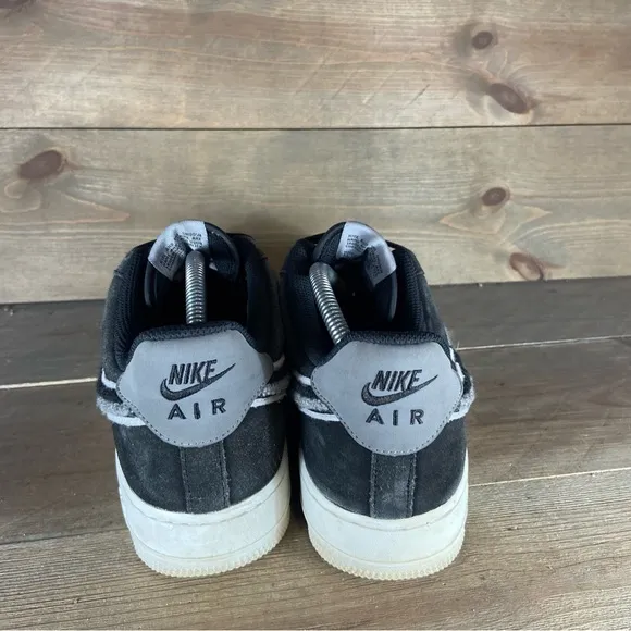Nike Air Force one Mens size 8.5 shoes black chenille swoosh sneakers