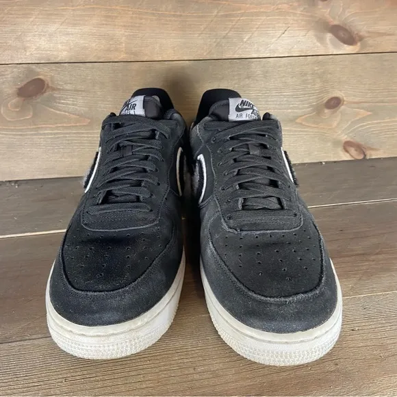 Nike Air Force one Mens size 8.5 shoes black chenille swoosh sneakers