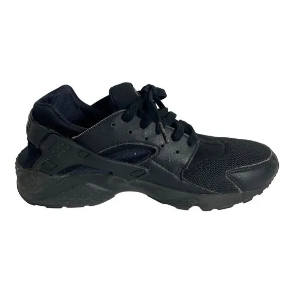 Nike Air Huarache Triple Black Athletic Shoes 654275-016 Youth Size US 7Y