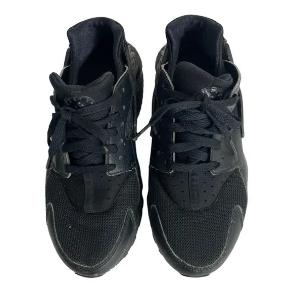 Nike Air Huarache Triple Black Athletic Shoes 654275-016 Youth Size US 7Y