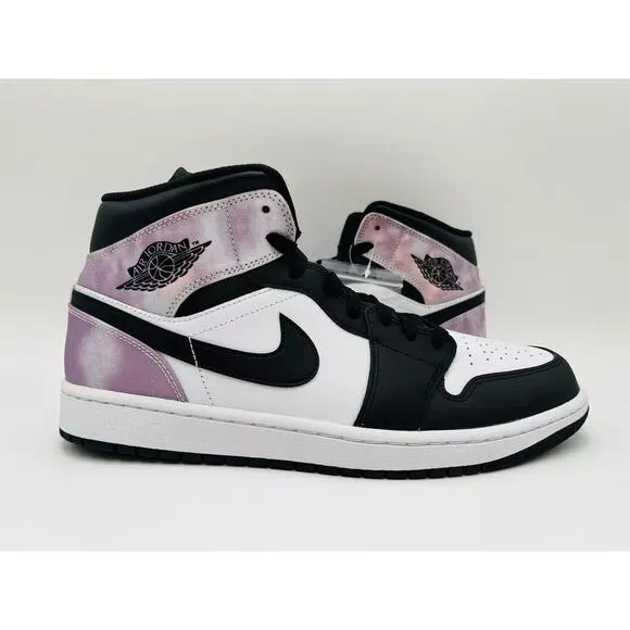 Nike Air Jordan 1 Black &amp; White Mid Lace Up Athletic Sneaker Shoes Size 6.5