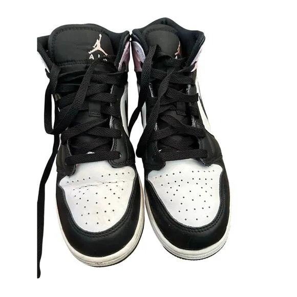 Nike Air Jordan 1 Black &amp; White Mid Lace Up Athletic Sneaker Shoes Size 6.5