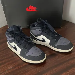 Nike Air Jordan 1 Mid Big Kids Blue and purple Sneakers