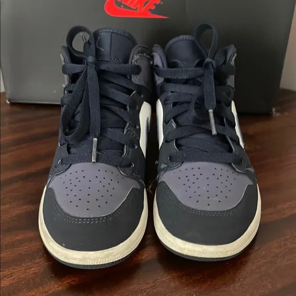 Nike Air Jordan 1 Mid Big Kids Blue and purple Sneakers