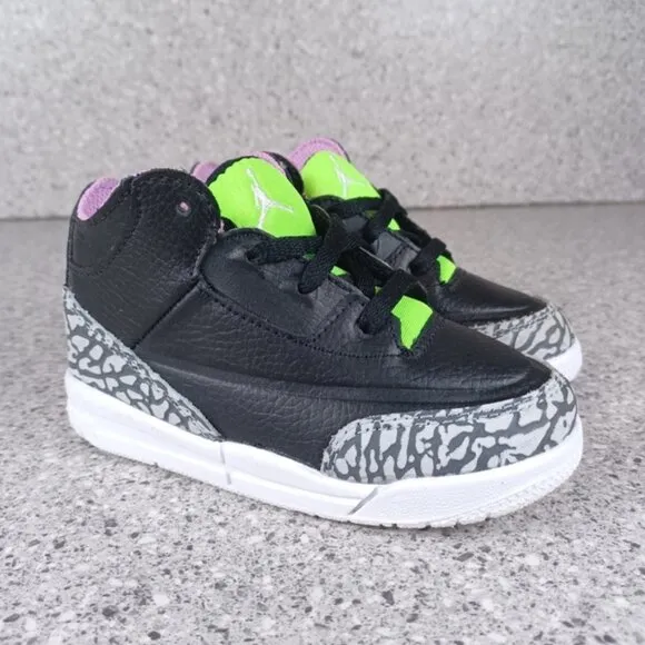 Nike Air Jordan 3 Retro Electric Green Sneakers Kids 8C Shoes