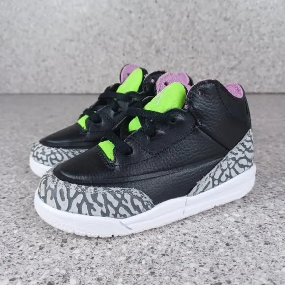 Nike Air Jordan 3 Retro Electric Green Sneakers Kids 8C Shoes