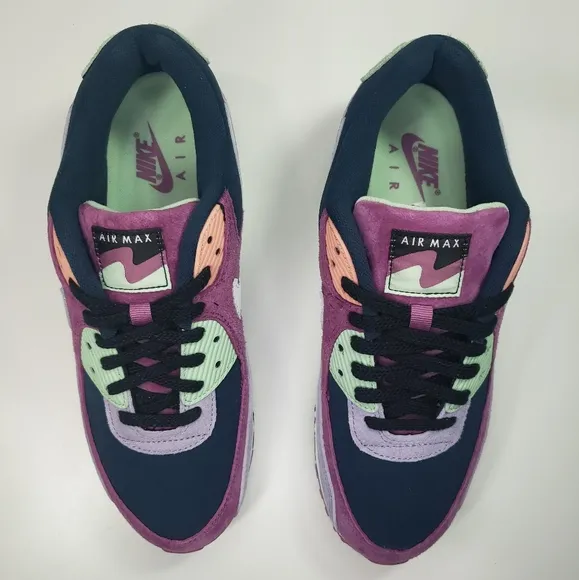 Nike Air Max 90 NRG Light Bordeaux Armory Navy Suede Running Sneakers Men's 9