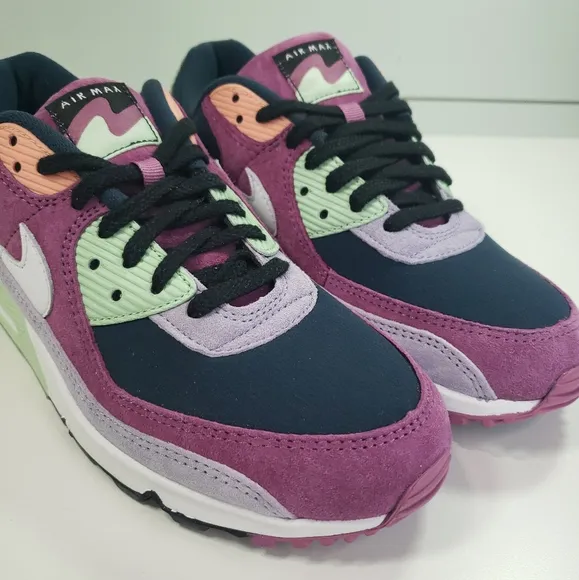 Nike Air Max 90 NRG Light Bordeaux Armory Navy Suede Running Sneakers Men's 9