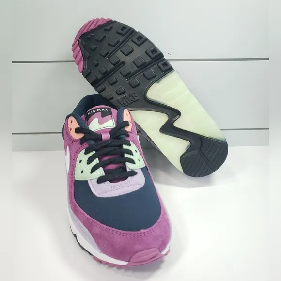 Nike Air Max 90 NRG Light Bordeaux Armory Navy Suede Running Sneakers Men's 9