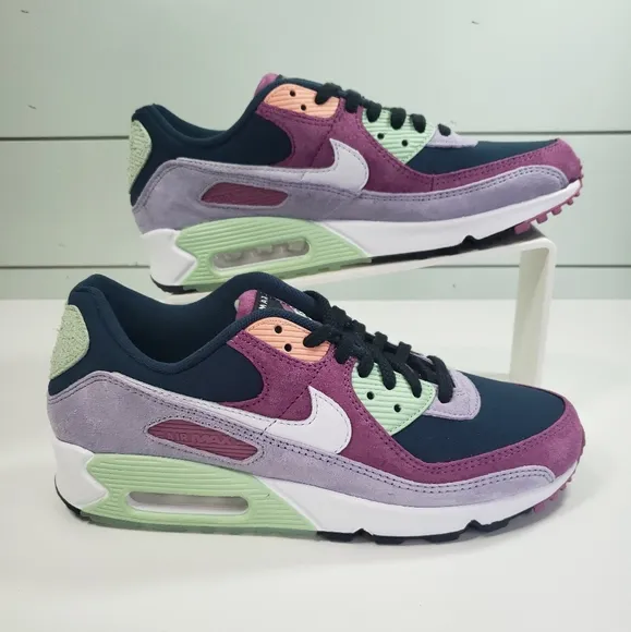 Nike Air Max 90 NRG Light Bordeaux Armory Navy Suede Running Sneakers Men's 9