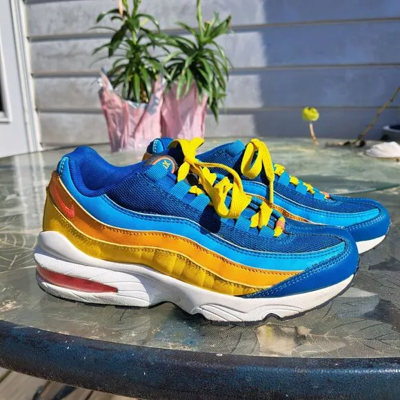 NIKE AIR MAX 95 GS SNEAKERS WOMENS SIZE 5.5 Y FLASH CRIMSON LAGOON 90'S MASHUP