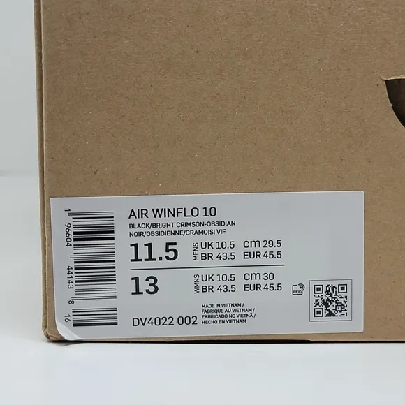 NIKE AIR WINFLO 10 Men's Size 11.5 Running Shoes DV4022-002 Black/Red New