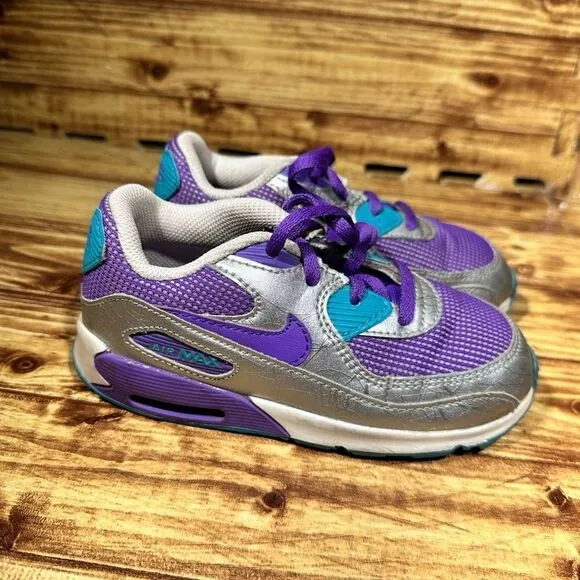 NIke Air Max 90 Purple Venom-Metallic Silver Size 10C Running Shoes