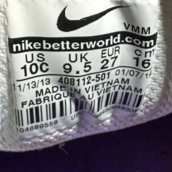 NIke Air Max 90 Purple Venom-Metallic Silver Size 10C Running Shoes