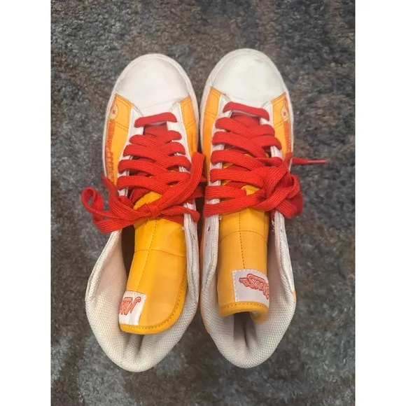 Nike Blazer Mid Premium GS High Top Sneakers Graphic Yellow Red Shoes Youth 5.5Y