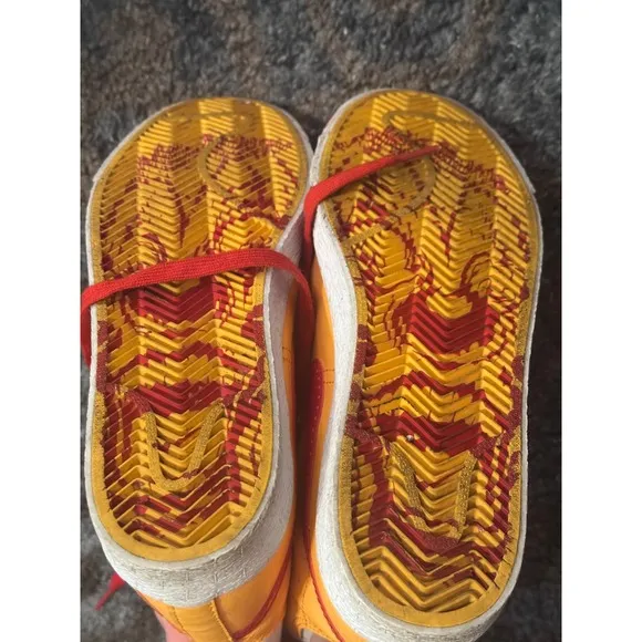 Nike Blazer Mid Premium GS High Top Sneakers Graphic Yellow Red Shoes Youth 5.5Y
