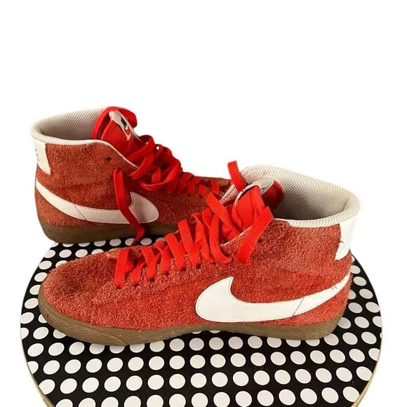 Nike Blazer Mid Suede Vintage Orange Gum Basketball Shoes [518171-801] Women's 7