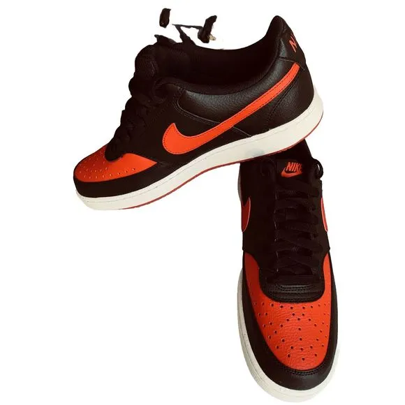 Nike Court Vision Lo NN Black/University Red-white NEW Size 9 Noir/blanc Rouge