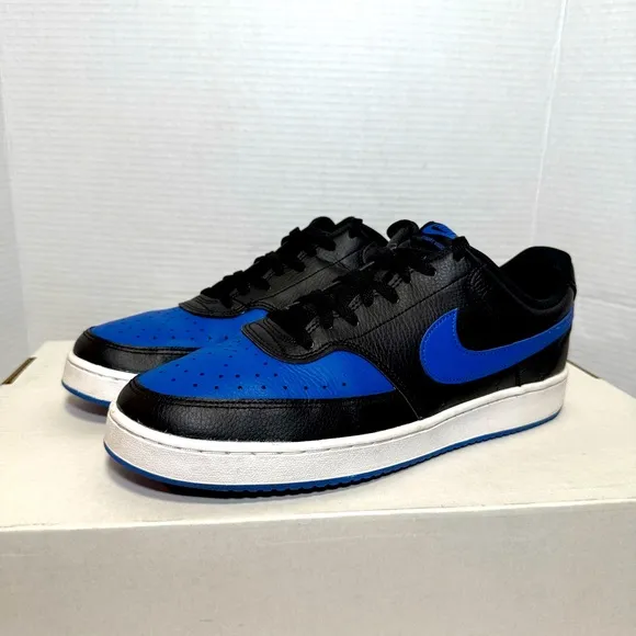 NIKE COURT VISION LOW BLACK GAME ROYAL BLUE SNEAKERS SHOES Mens (SIZE 11)