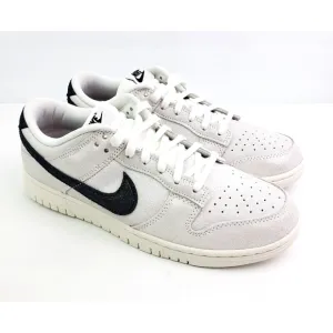 Nike Dunk Low SE Glittery Suede Womens Size 11 White Black Sneaker Shoes