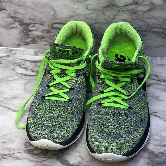 Nike Flyknit Lunar3 Green Black Style  Running Athletic Shoes
