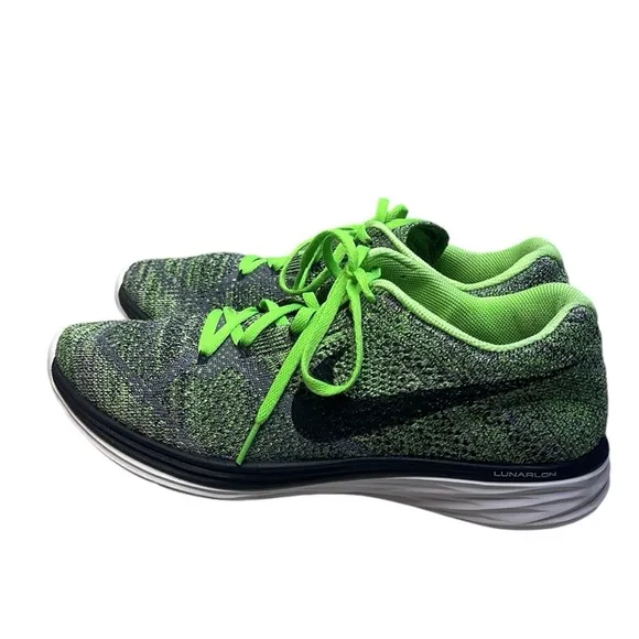 Nike Flyknit Lunar3 Green Black Style  Running Athletic Shoes