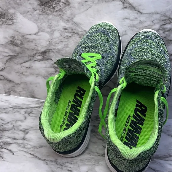 Nike Flyknit Lunar3 Green Black Style  Running Athletic Shoes