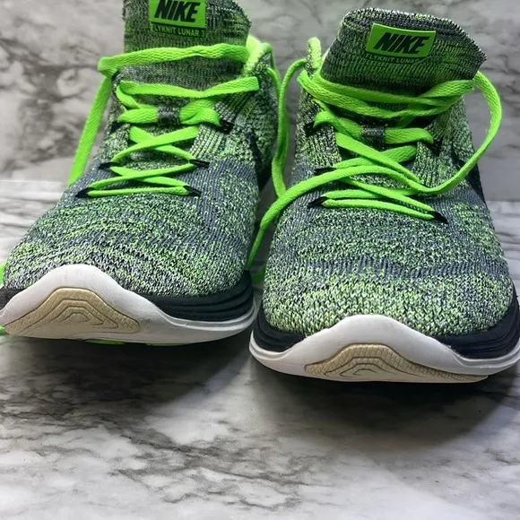 Nike Flyknit Lunar3 Green Black Style  Running Athletic Shoes
