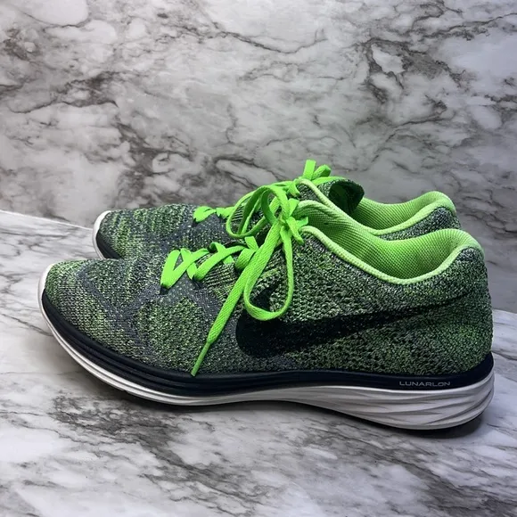 Nike Flyknit Lunar3 Green Black Style  Running Athletic Shoes