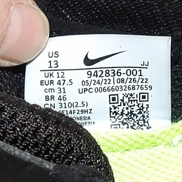 Nike Free RN 2018 Men's Size 13 Black Trainer Running Shoes 942836-001