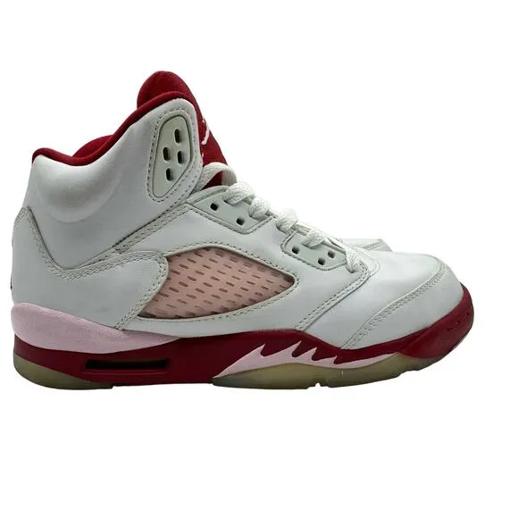Nike Girls Air Jordan 5 440892-106 White Basketball Shoes Sneakers Size 5Y