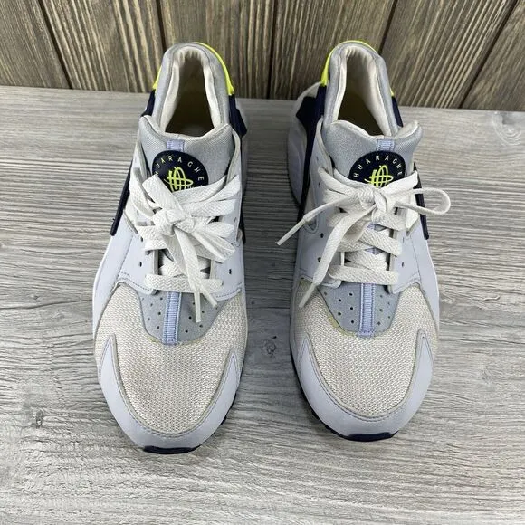 Nike Huarache Run White Blue  Athletic  Shoes Sneakers DV3479-100 Size: 7Y